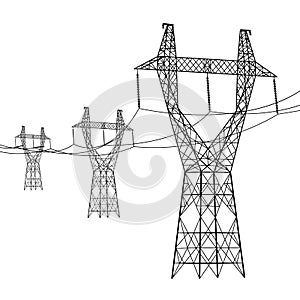 Silhouette of high voltage power lines