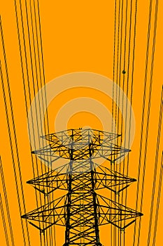 Silhouette high voltage power tower