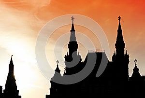 Silhouette of Historical museum, Red square, Moscow, Russia