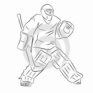 Silhouette of a hockey goalie - vector drawing