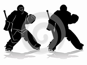 Silhouette of a hockey goalie - vector drawing