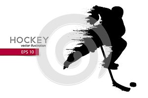 Silhouette of a hockey player. Vector illustration