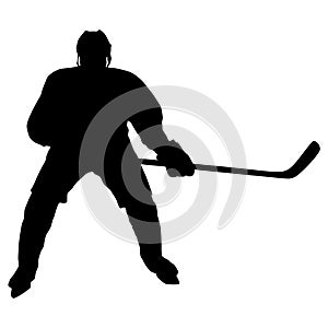 Silhouette of hockey player on white background