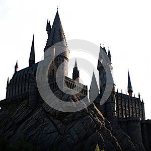 Hogwarts Castle Silhouette isolated on white background photo