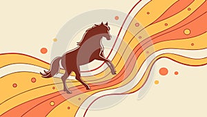 Silhouette of Horse Galloping on Abstract Wavy Background Energetic Art, vector design Generative AI photo