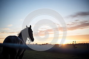 silhouette of a horse at sunrise