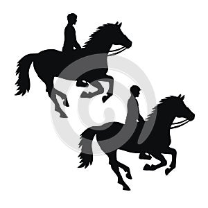 Silhouette of a horseman on a galloping horse