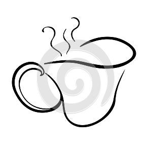 Silhouette of the hot cup of coffee tea. vector illustration