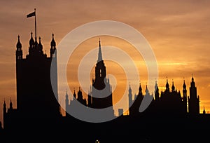 Silhouette of Houses of Parliament, London