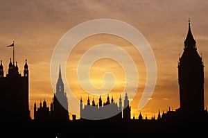 Silhouette of Houses of Parliament, London