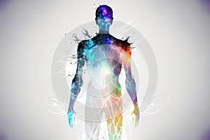 Silhouette of human astral human body concept image for near death experience, spirituality, and meditation - AI Generated