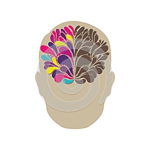silhouette of human face with colored abstract brain