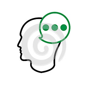 Silhouette human head with thought