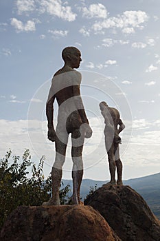 Silhouette of human statues of stone