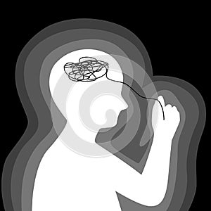 The silhouette of human is understanding and managing stress or depress, mental health concept. flat vector illustration