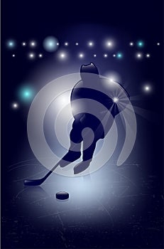 Silhouette of ice hockey player