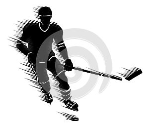 Silhouette Ice Hockey Player Concept