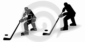 Silhouette of ice hockey player, vector drawing