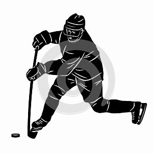 silhouette of a ice hockey player. vector drawing