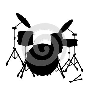 Silhouette icon black drum set musical instrument