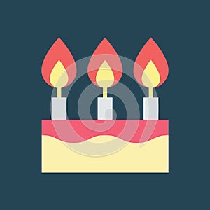 Silhouette icon cake with three candles