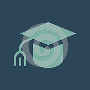Simple vector illustration with ability to change. Silhouette icon hat studenta
