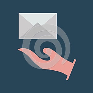 Silhouette icon send letter. Flat vector illustration.