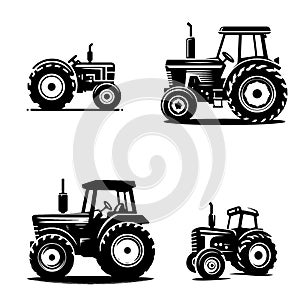 Silhouette illustration of agricutlure tractor