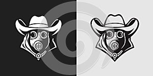 Silhouette illustration of a cowboy in a hood wearing a mask