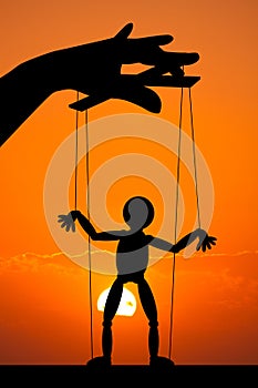 Silhouette illustration of puppeteer