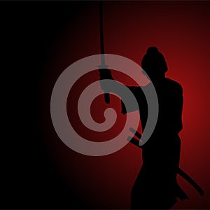 Silhouette illustration of a samurai