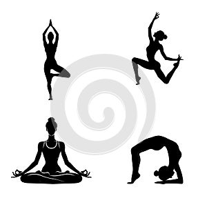 Silhouette illustration of woman practicing yoga