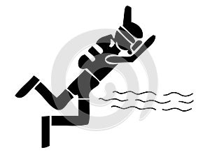 silhouette image of a diver going diving