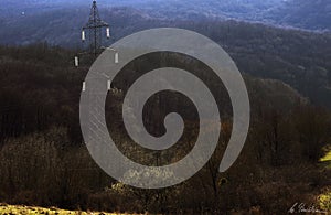 Electricity distribution tower in Romania