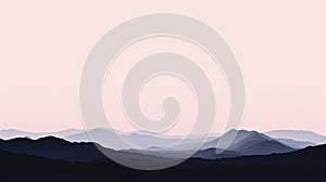 Silhouette image of mountain with clear sky with minimalistic style. AIG42.