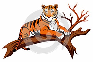 silhouette-image-tiger-laying-down-on-a-tree-brand.eps