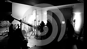 Silhouette images of making of or behind the scenes of video production