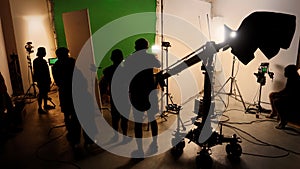 Silhouette images of making of or behind the scenes of video production