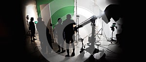 Silhouette images of making of or behind the scenes of video production