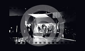 Silhouette images of video production behind the scenes or b-roll