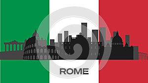 Silhouette of important buildings of the city on the Italian flag.