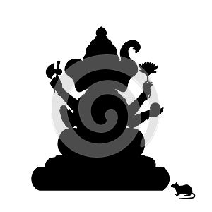 Silhouette of Indian Goddess Genesha. Happy Genesha Chaturhti. Pancha Ganapati festival.