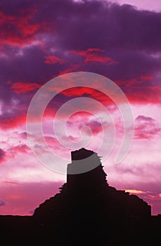 Silhouette of Indian Ruins at Chaco Canyon, NM photo