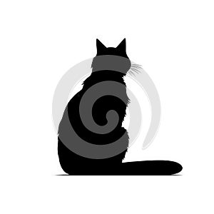a silhouette of isolated cat on white background