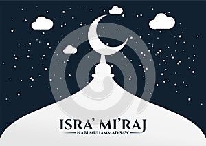 Silhouette isra` mi`raj and mosque
