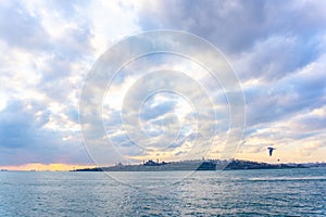 Silhouette of Istanbul at the sunset, Turkey