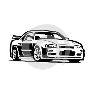 Silhouette of japanese sport car vector image isolated. Jdm car vector