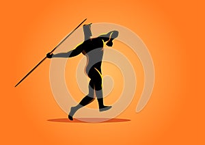 Silhouette of a javelin throw athlete