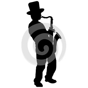 silhouette of jazz musician playing saxophone