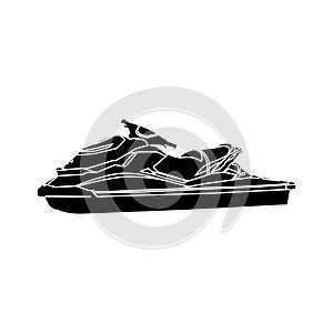 Silhouette jet ski or speed boat design illustration vector